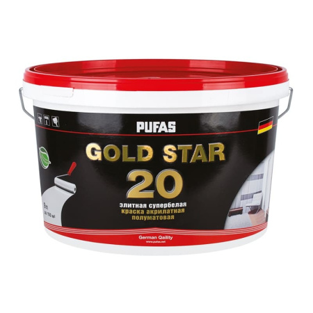 Краска акрилатная Pufas Gold Star 20 основа D п/мат. мороз. (9 л)                        *Только для машинной колеровки. В неколерованном виде не продаётся.