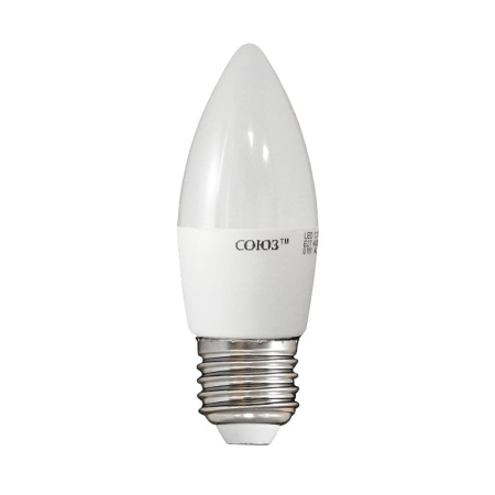 Лампа светодиодная LED E27, свеча C37, 8Вт, 230В, 4000К, хол. белый свет