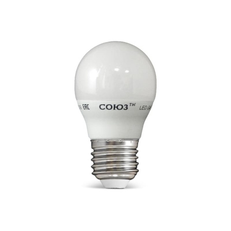 Лампа светодиодная LED E27, шар G45, 6Вт, 230В, 4000К, хол. белый свет