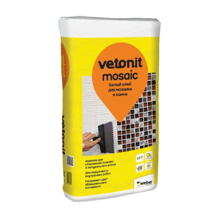 Клей плиточный для мозаики и камня Vetonit Мозаик белый (25 кг)