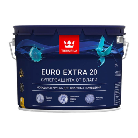Краска в/д для влажных помещений EURO EXTRA 20 A (9 л)