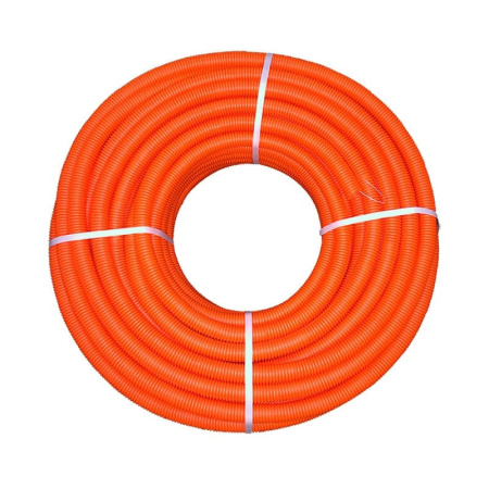 Труба ПНД гофрированная э/техническая тяжелая с зондом d=16мм IP55, оранжевая (бухта-100п.м.)