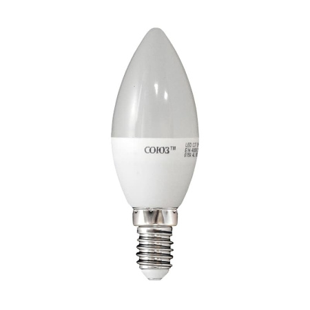 Лампа светодиодная LED E14, свеча C37, 6Вт, 230В, тепл. белый свет