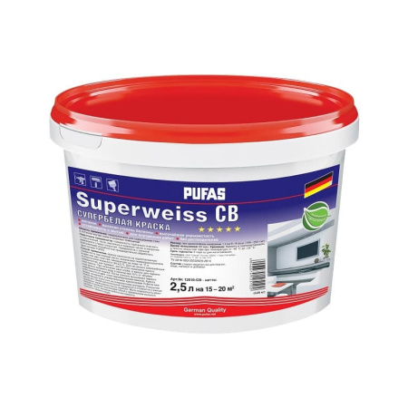 Краска в/д Superweiss моющаяся супербелая (2,5 л)