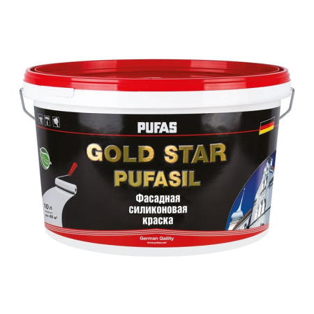 Краска фасадная Pufas Gold Star Pufasil D силиконовая мороз. (10 л)                        *Только для машинной колеровки. В неколерованном виде не продаётся.