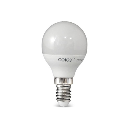 Лампа светодиодная LED E14, шар P45, 6Вт, 230В, 4000К, хол. белый свет