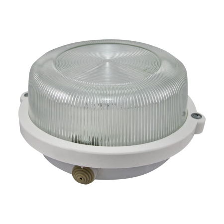 Светильник НПП Е27, 60-100Вт, 230В, IP54, круг б/решетки белый, стекло