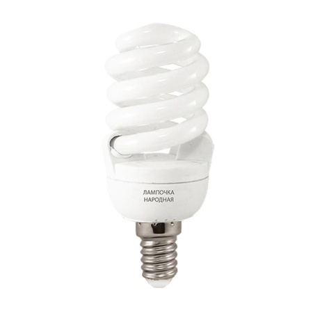 Лампа КЛЛ спираль Е14, 11Вт, 230В, 2700К, тепл. белый свет (40х93 мм)